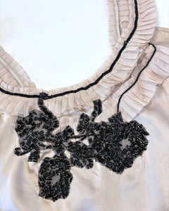 Pearl embroidered silk cami