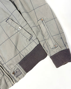 Grey plaid stitch military style bomber jacket