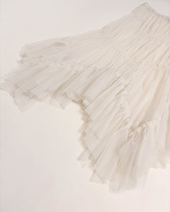 See through asymmetric ruched skirt