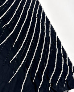 90’s asymmetric pearl embroidered striped dress