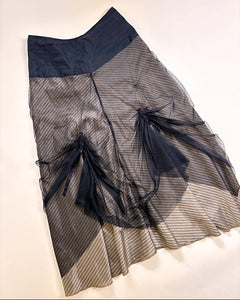 Ruched mesh sporty maxi skirt