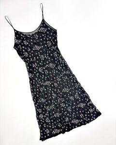Pearl embroidered sheer 90’s slip dress