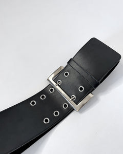 Silver grommet studded wide hip belt