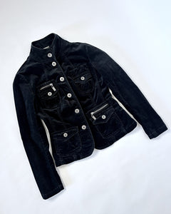 Velvet fitted military style jacket
