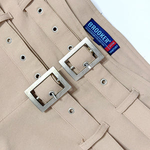 Double belted low rise flare pants