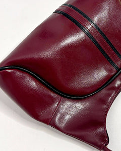 Burgundy racer stripe baguette bag