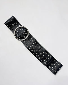 Silver studded wide leather belt