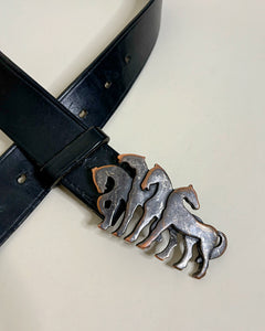 Horse buckle leather belt