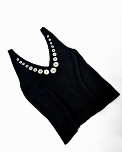 Mother of pearl buttons knit tank top