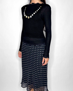 Mother of pearl buttons knit tank top