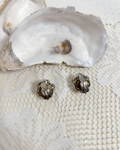 Chained pearl clip earrings