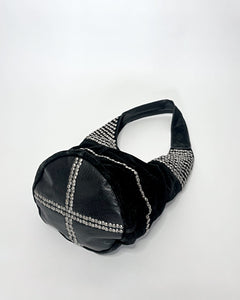 Studded suede large hobo bag