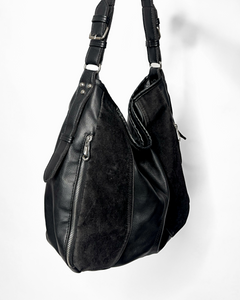 Silver buckles & zipper hobo bag