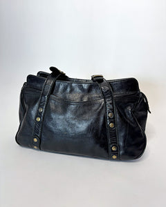 Large studded leather shoulder bag