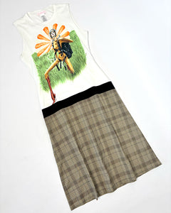 Custo Barcelona graphic tank and plaid skirt midi dress