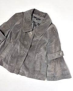 Suede cropped swing coat
