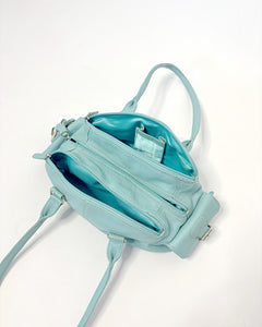 Mint blue leather shoulder bag
