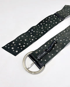 Silver studded wide leather belt