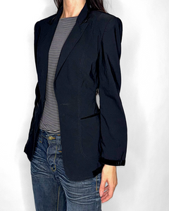 Moschino velvet trim fitted suit jacket