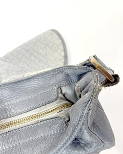 Dusty blue braided leather bag