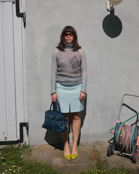 2000's icy blue soft knit sweater