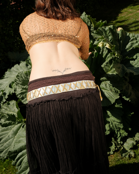 2000's dark brown silk midi skirt