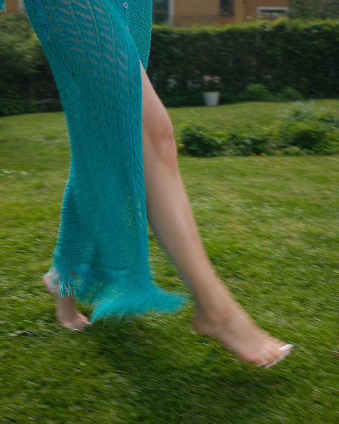 2000’s turquoise crochet maxi cover up