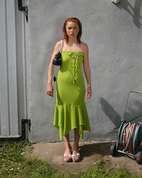 2000's lime fairy mesh dress