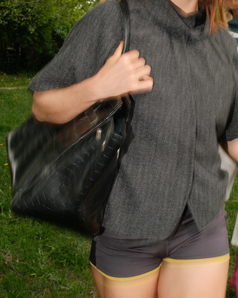 2000's black croco firkin bag