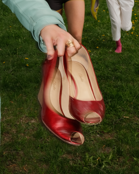 2000’s red jelly wedge heels