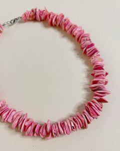 Pink puka shell necklace