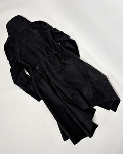 Asymmetric buttoned funnel neck coat dress