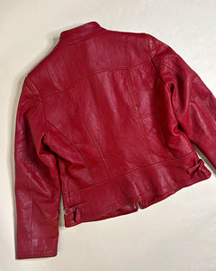 Red 90’s fitted leather moto jacket
