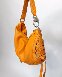 2000’s sporty croissant style bag with corset ties