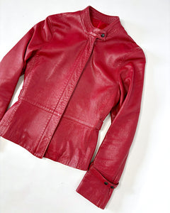 Red 90’s fitted leather jacket