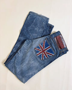 UK flag studded Moschino straight jeans