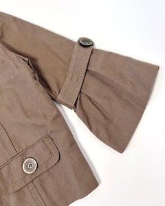 Cropped shift jacket featuring flute quarter length sleeves
