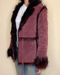 Burgundy sheep shearling jacket