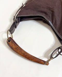 Wood horn handle slouchy bag