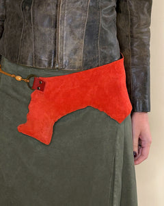 Leather asymmetric hip belt