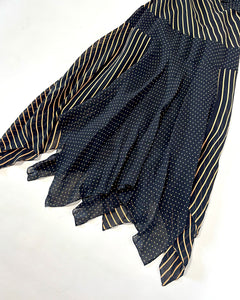 Asymmetric polkadot & stripe 90’s dress