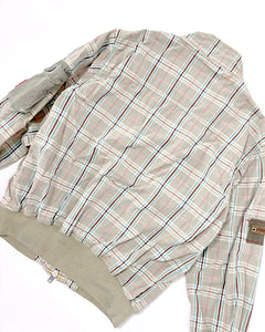 Plaid military style bomber jacket