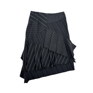 Stripe asymmetric midi skirt