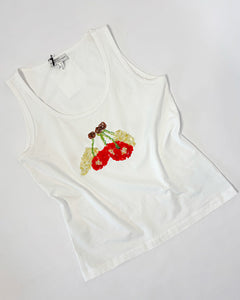 Cherry pearl embroidered tank top