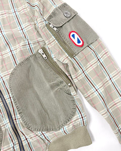 Plaid military style bomber jacket