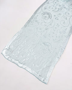 Dusty mint blue silk hair scarf