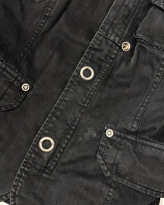 Faded black fitted jacket with silver studs & buckles