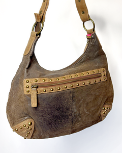 Roberto Cavalli pony hair studded shoulder bag