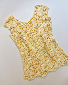 Crochet butter yellow mini dress