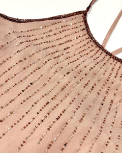 Beaded silk dropped waist dress